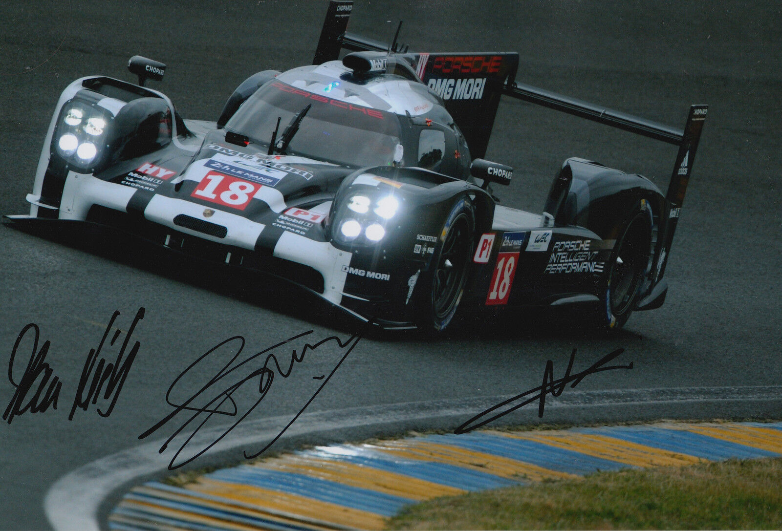 Dumas, Jani, Lieb Hand Signed Black Porsche 919 Photo Poster painting 12x8 Le Mans 1.