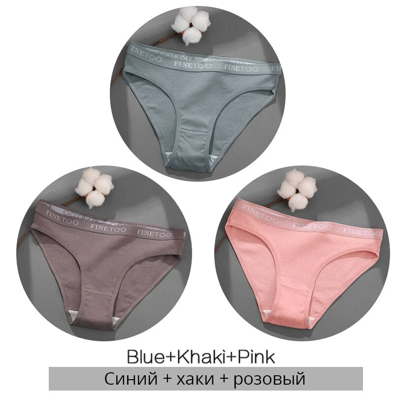 FINETOO Cotton Letter Panties Women M-2XL Casual Briefs Female Underpants Fashion Lady Underwear Girl Soft Panty Women Intimates