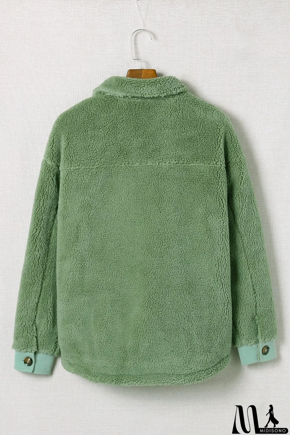 MidiSono - Flap Pocket Button Up Fleece Jacket