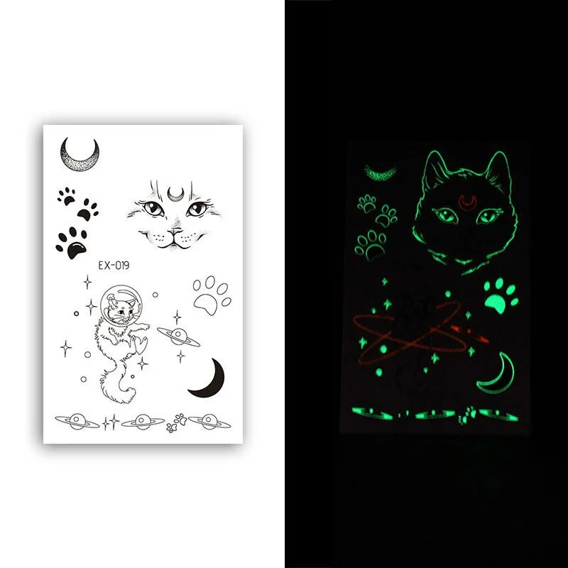 Night Luminous Tattoo Butterfly Starry Star Universe for Kids Fake Tattoo Glowing In Dark Waterproof Temporary Tattoo Stickers