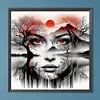 Tête de dame décor-perceuse ronde peinture diamant-50*50cm
