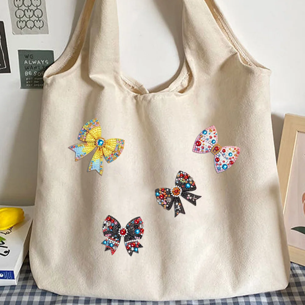 4Pcs DIY Bow Tie Diamond Painting Brooch Diamond Painting Pins Jewelry Kit