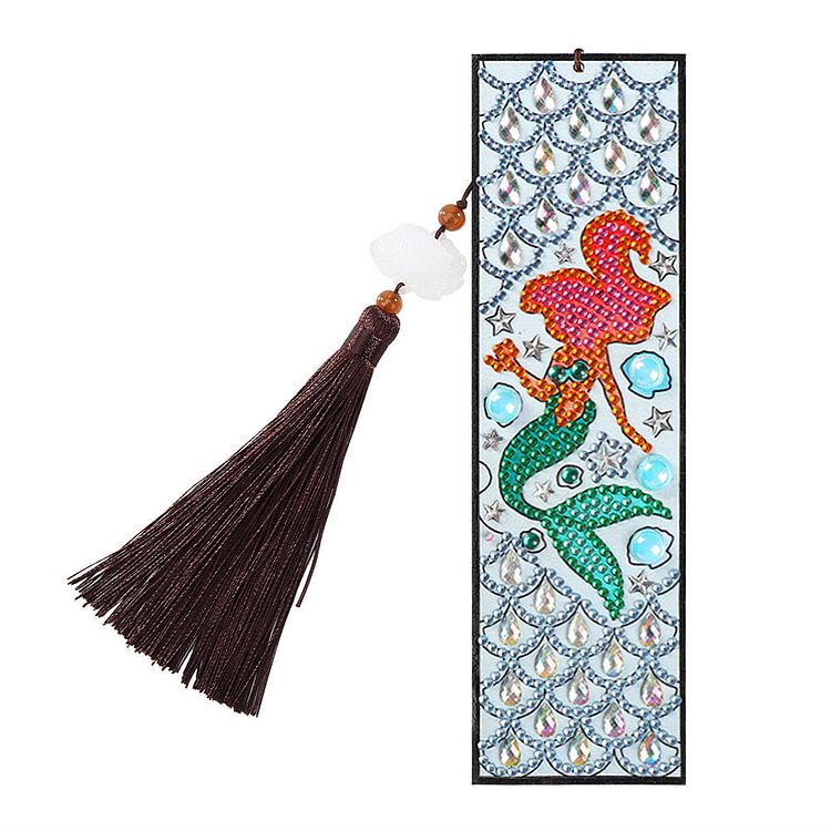 DIY Special Shaped Diamond Painting Fishtail Beauty Tassel Leather Bookmark gbfke