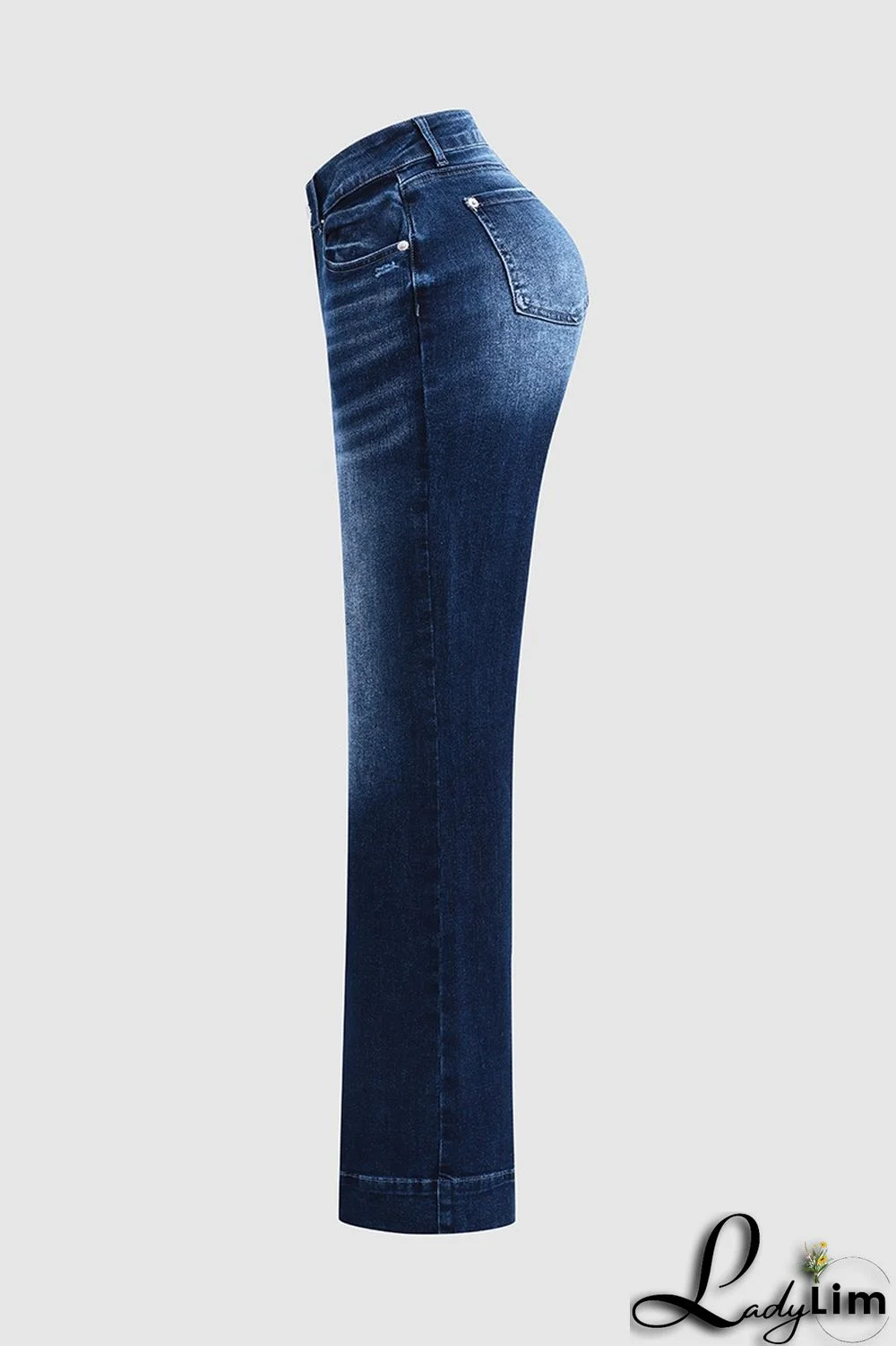Pocket Detail Mid Rise Bootcut Jeans Without Belt