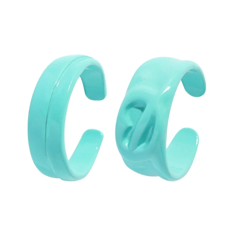 Dvacaman 2021 New Trendy Hand-Painted Candy Color Dripping Oil Geometric Chain Rings Set for Women Colorful Irregular Open Rings