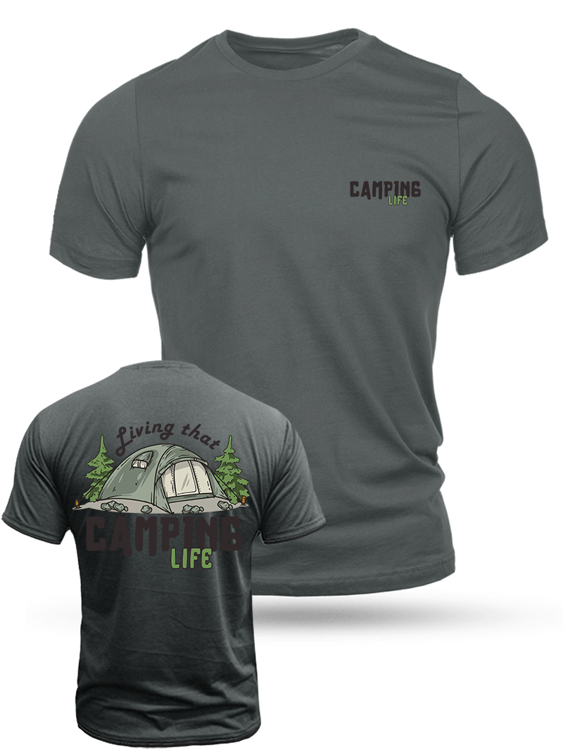 Men's Camping Life Print Casual Short Sleeve T-shirt