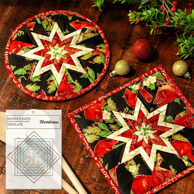 Bauble Bling Folded Ribbon Ornament Template With Instructions