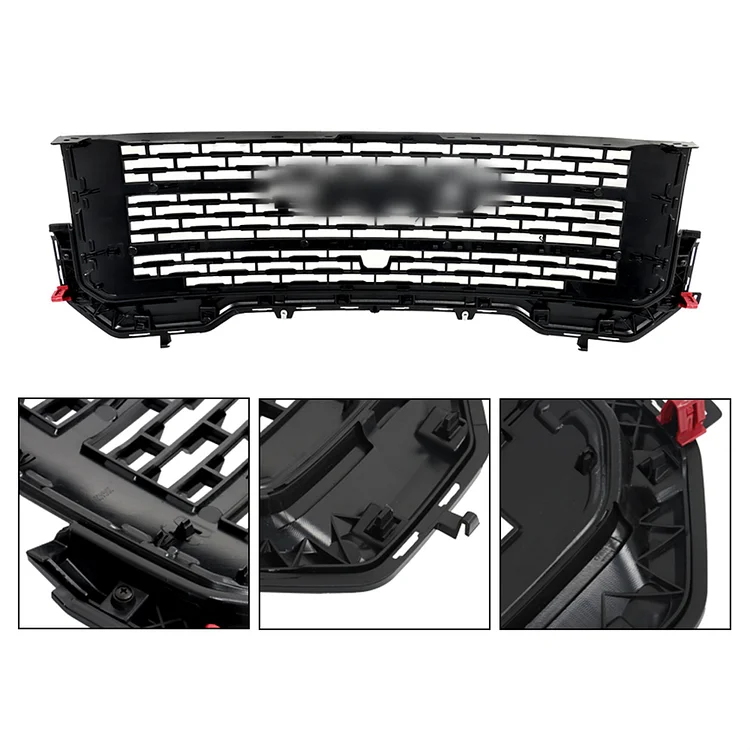 SEBLAFF Front Upper Grille Gloss Black Radiator Grill Molding Trim Assembly 2Pcs Replacement for 2020 2021 2022 2023 Acadia Denali