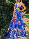 Floral Printed Plunging Maxi Dress