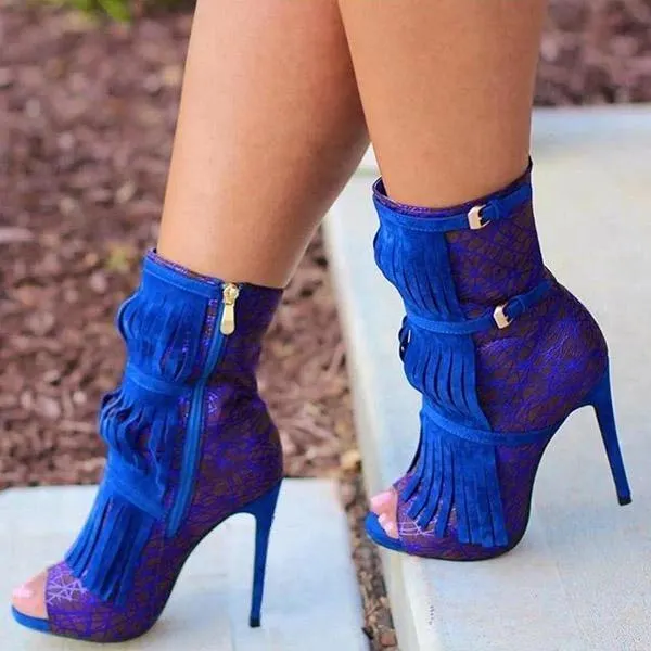 Tassel Zipper Fashion High Heels