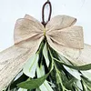 24 Inch Artificial Olive Branch Wreath Teardrop Swag Faux Greenery Hanging Pendant for Front Door Wedding Arch Window & Wall Decor