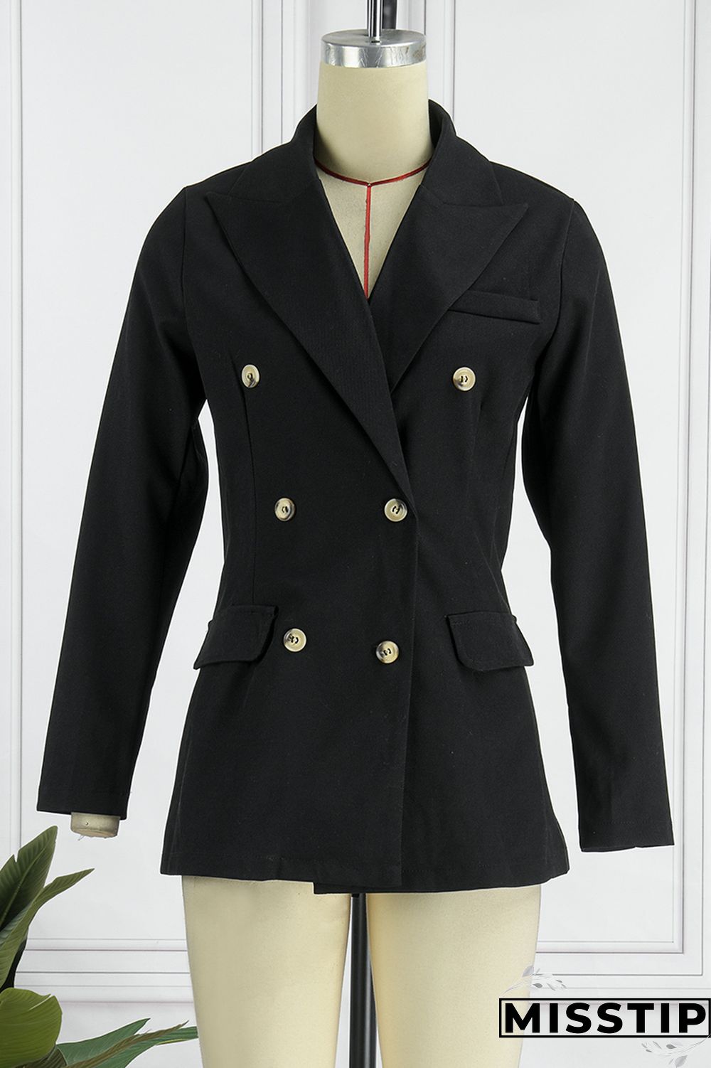 Black Casual Solid Patchwork Turn-back Collar Outerwear