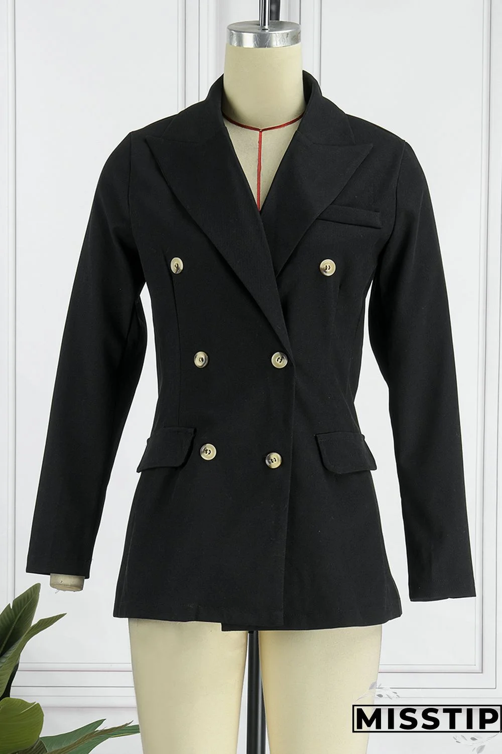 Black Casual Solid Patchwork Turn-back Collar Outerwear