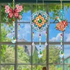 3PCS-5 5D DIY Diamond Painting Wind Chimes Suncatcher Kit Double Sided Diamond Art Kits Suncatcher with Crystal Pendant for Home Wall Window Decor Adults DIY Art Craft