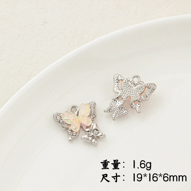 5 PCS/Package 20 * 23mm Alloy Artificial Pearls Rhinestones Flower Butterfly Pendant Jewelry Accessories