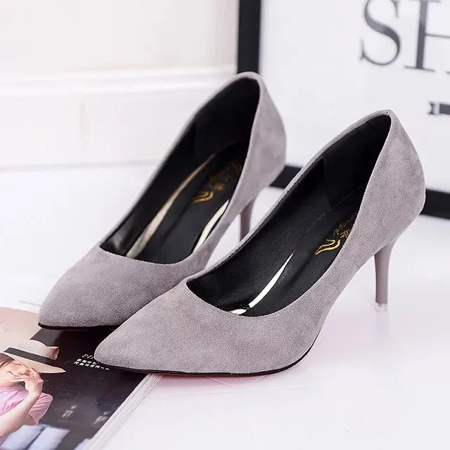 Breakj Breakj Shoes Light-Mouthed Sharp Single Shoes Fine Heel Velvet Large-Size High Heels Women's Shoes