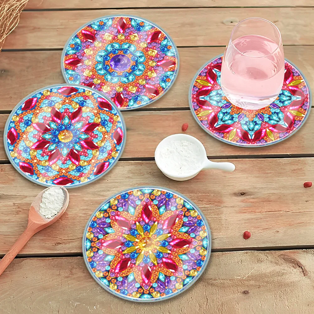 [Upgrade - Waterproof Coaster]6pcs DIY Mandala Coaster Set Holiday Christmas for Adults and Beginners(With Covers)