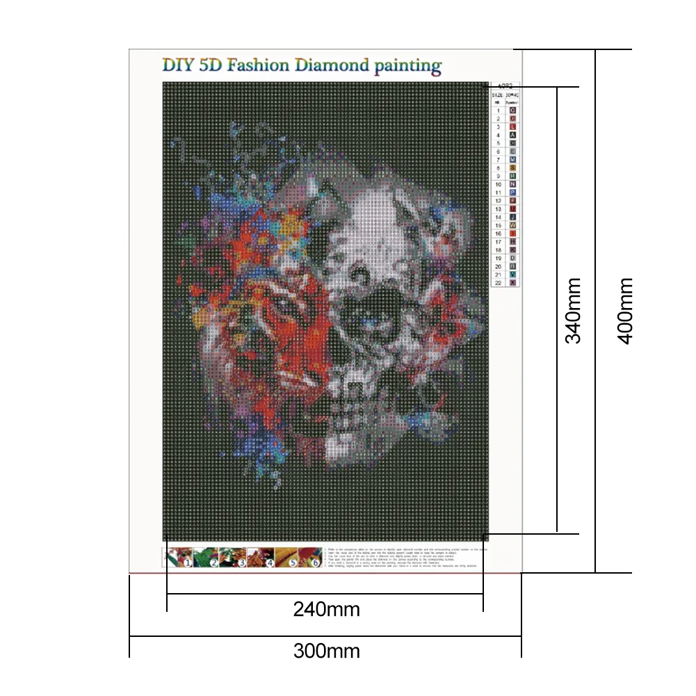 5D DIY Full Drill Diamond Painting Skull Cross Stitch Embroidery Home Decor
