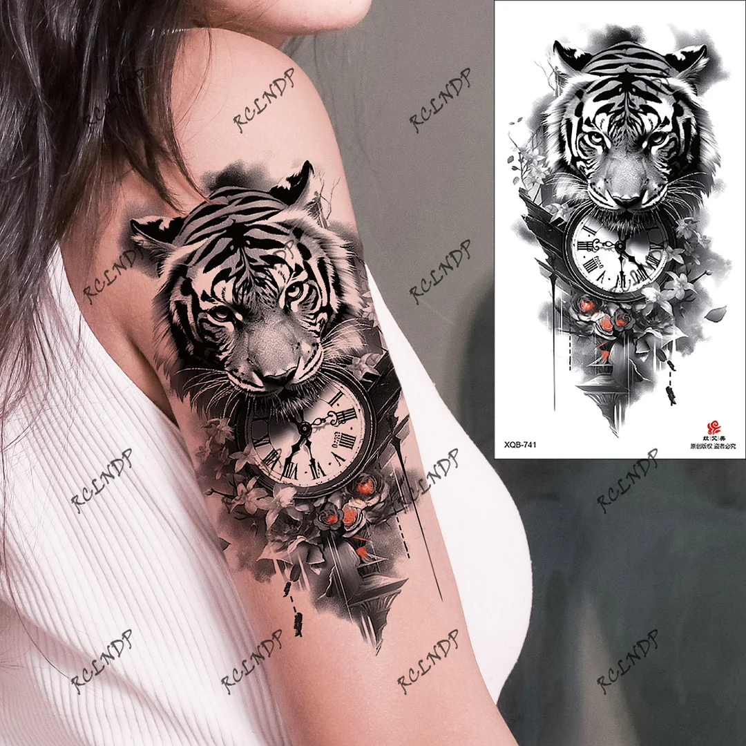 Sdrawing Temporary Tattoo Sticker Rose Flower Butterfly Dragon Whale Wolf Bird Fake Tatto Flash Tatoo Tato for Women