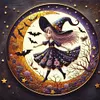 Cute Witch And Moon-11CT Stamped Cross Stitch 45*45cm/17.72*17.72in tapestrymarket