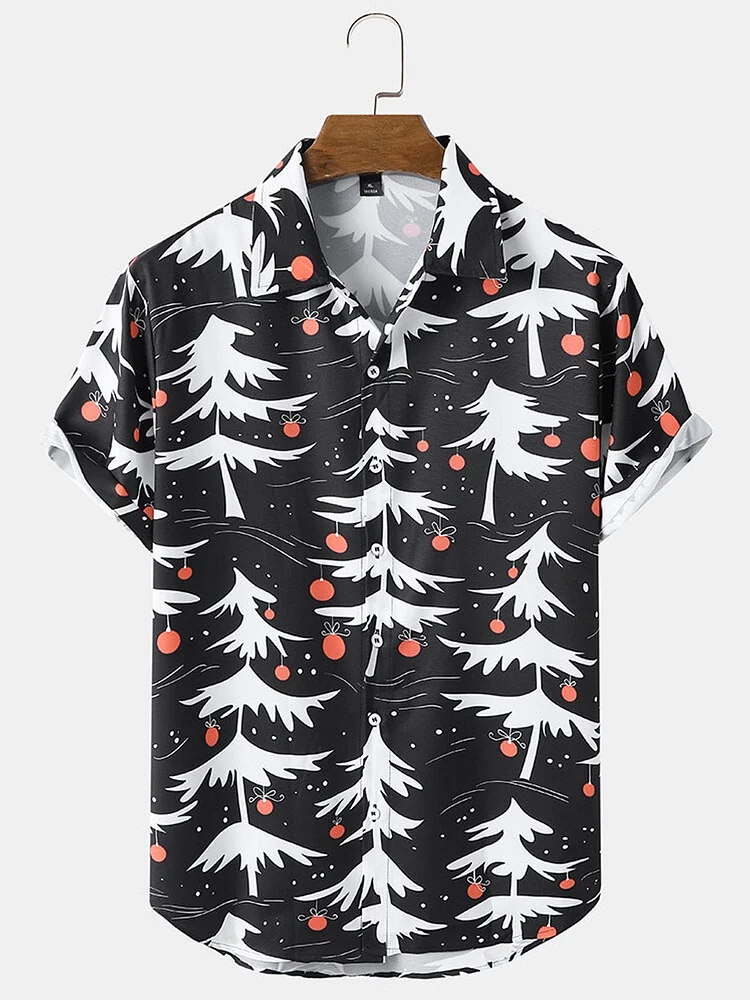 Christmas Casual Loose Men's Plus Size Short-Sleeved Shirt