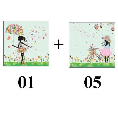 2pcs Beautiful Girl Butterfly Flower Switch Sticker Art Wall Sticker Home Decor for Kids Room Nursery Home Decoration Decals