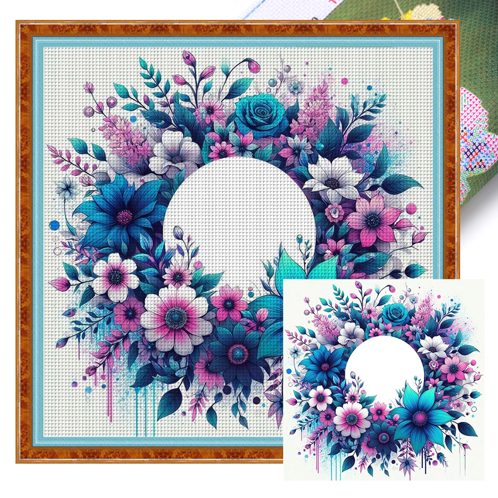 Purple Wreath Full 18CT Pre-stamped Canvas(30*30cm) Cross Stitch