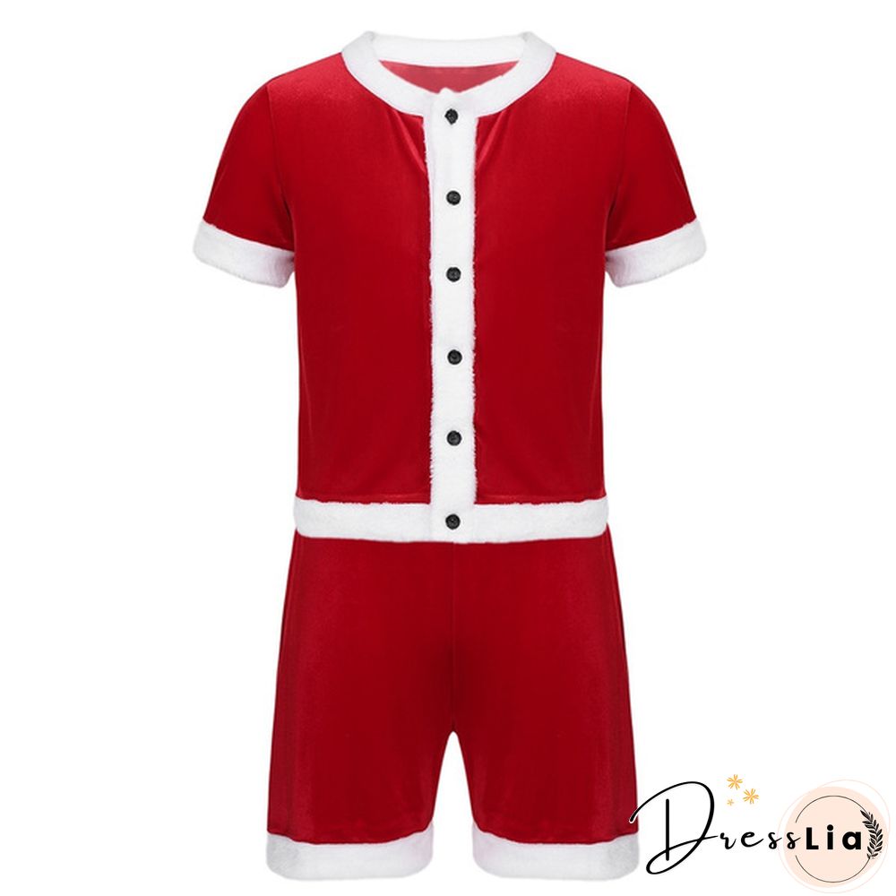 Christmas Party Costume Fancy Dress Outfit Men Button Down Top and Shorts