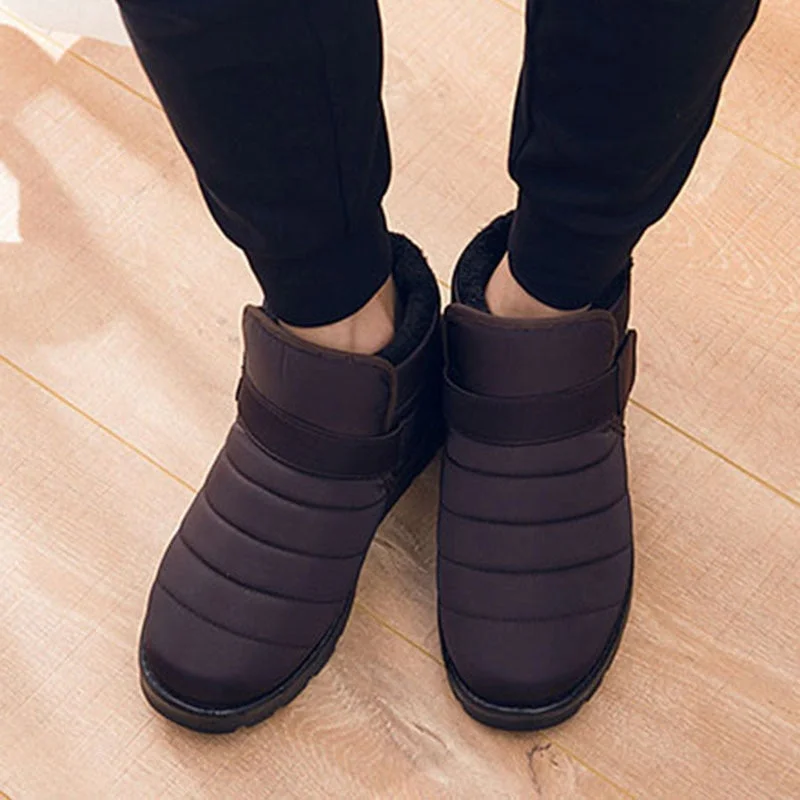 Waterproof Shoes Winter Men Boots Warm Fur Plus Size Men's Boots Male Men's Sneaker Plush Sneakers Slip On Work Shoes Footwear