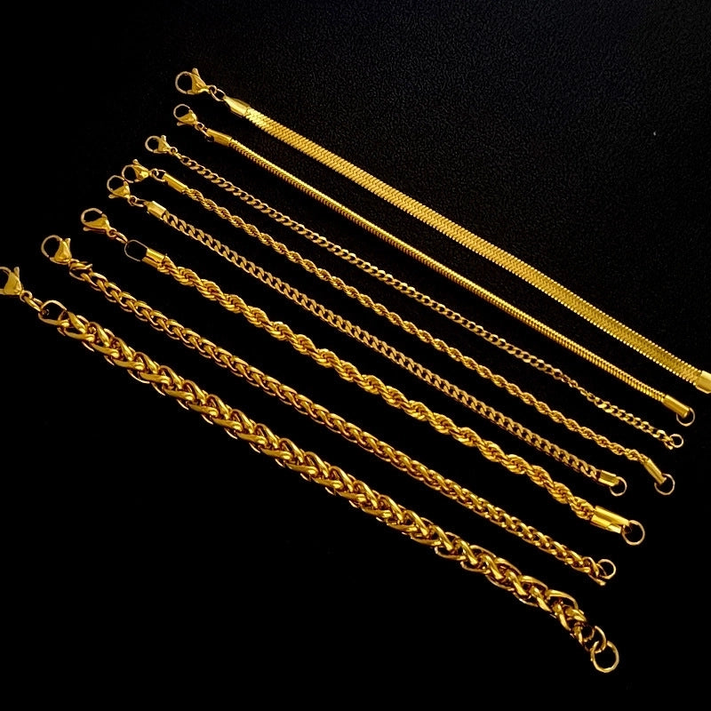 Hip-Hop Retro Rhombus 304 Stainless Steel Bracelets In Bulk