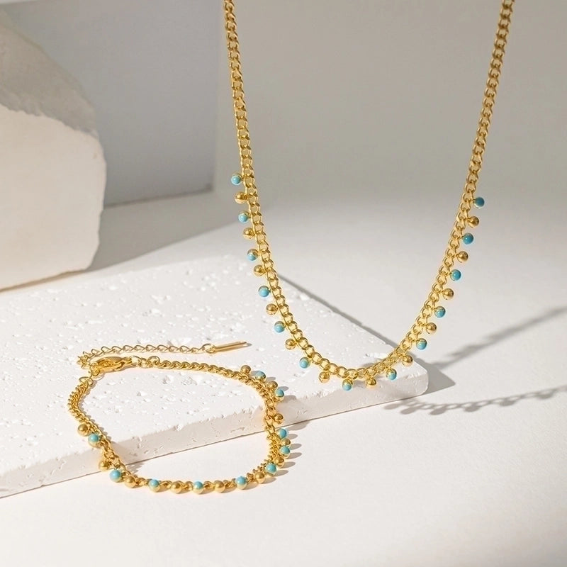 304 Stainless Steel 18K Gold Plated Minimalist Commute Plating Geometric Bracelets Necklace