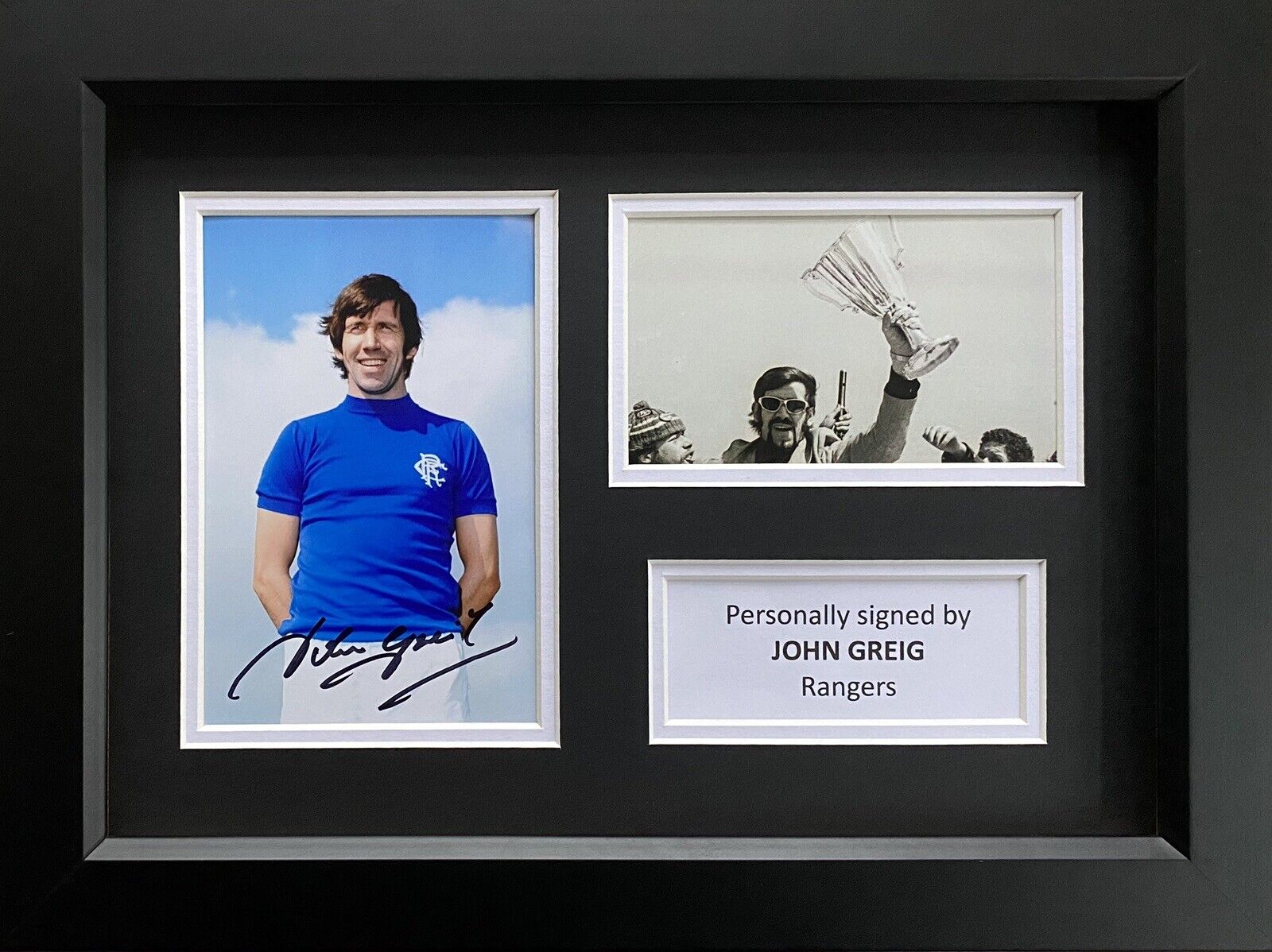 John Greig Hand Signed Rangers Photo Poster painting In A4 Frame Display