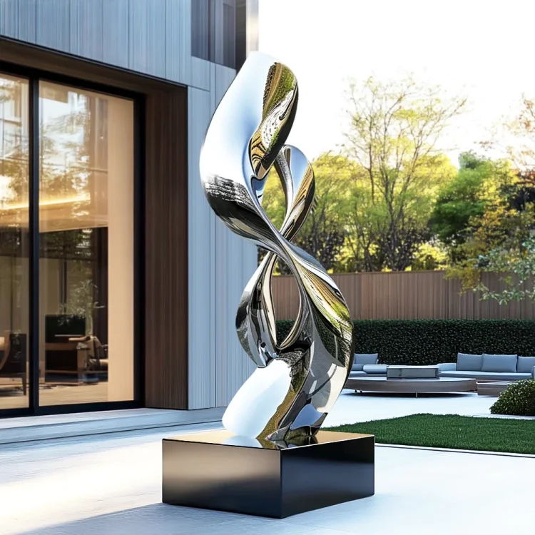 Custom Modern Abstract Garden Art Outdoor Stainless Steel Sculpture &ndash; Eternal Flow