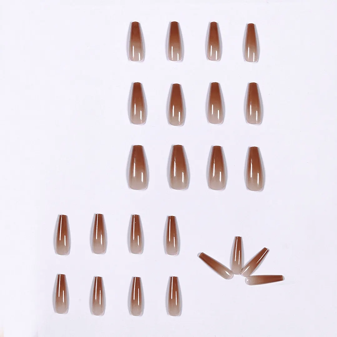 24pcs Long Ballet Fake Nails Full cover Fake Nails Glue DIY Manicure Nail Art Tools-Nail Inspo