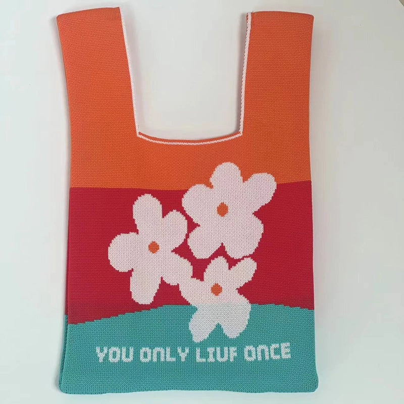 Gift Packaging Handbag Casual Knitted Handbag Woven Bag Multi-pattern Style Knitted Bag For Women