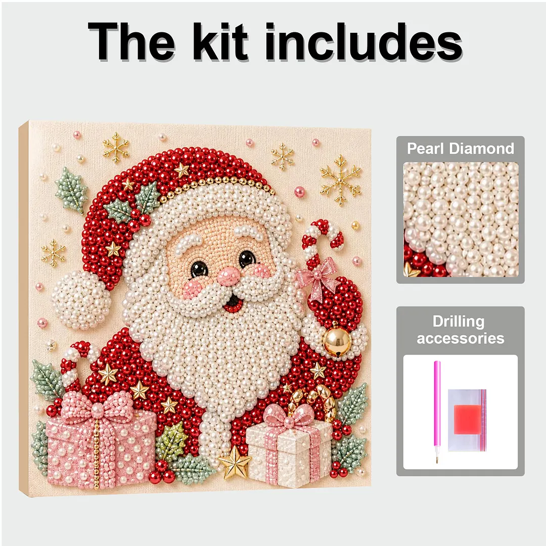 Pearl Painting Kit for Adults Framed Santa 7.87x7.87in