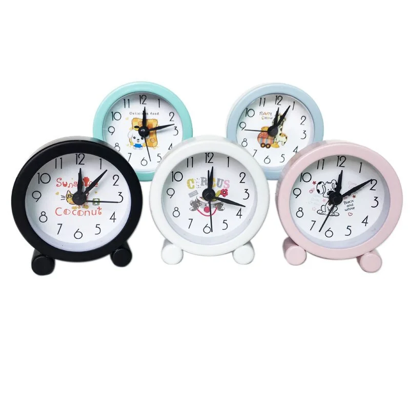 1PCs Creative Cute Cartoon Mini Metal Alarm Clock Portable Electronic Adults Travel Home Bed Desk Clock Decor Alarm Clock