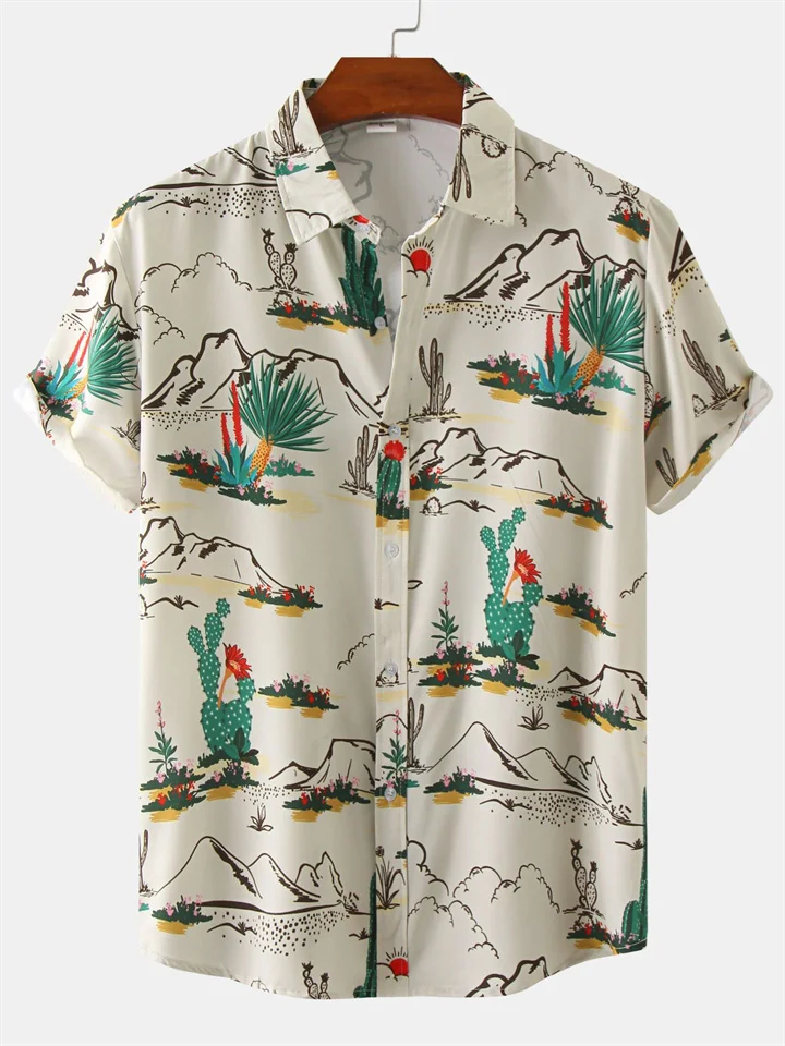 Men's Summer Beach Floral Shirt Fashionable and Comfortable Slim Type Men's Casual Shirt Short-sleeved Tops-Cosfine