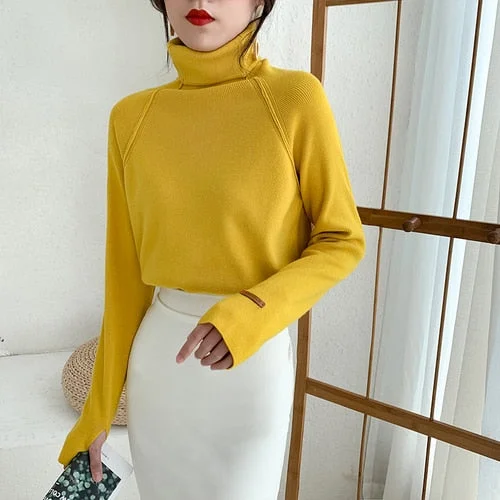 Turtleneck Sweater Women Long Sleeve Loose Sweater Pullover 5 Colors Fashion 2022 New Autumn and Winter Slim Fit Sweater 11259
