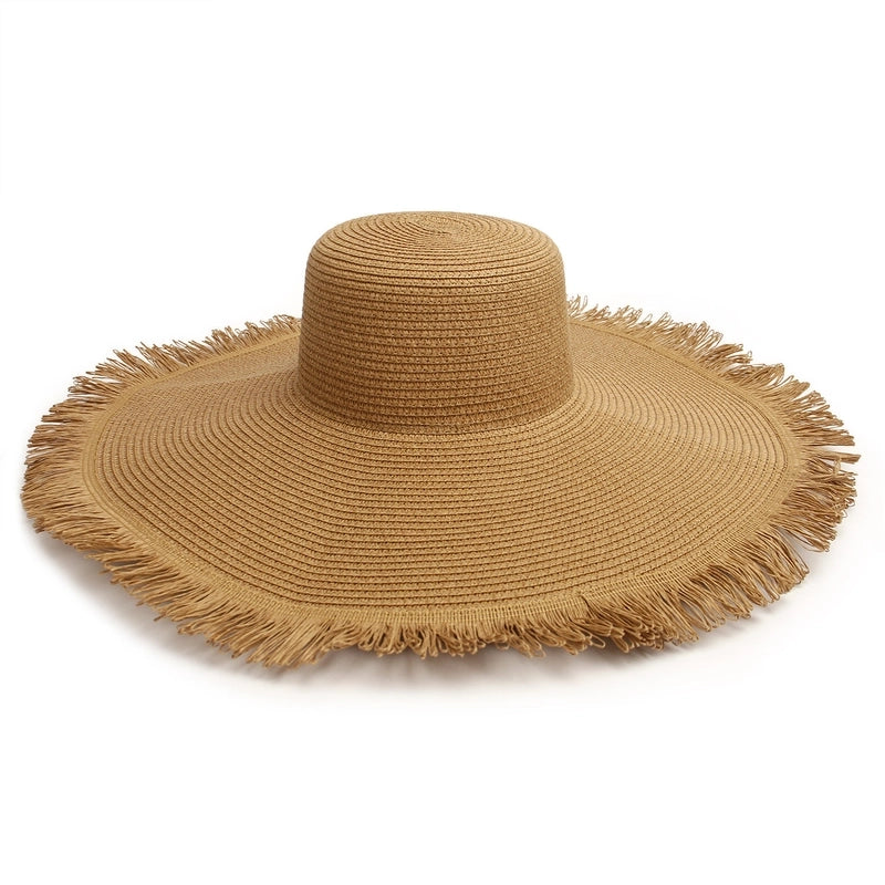 Unisex Minimalist Solid Color Wide Eaves Straw Hat