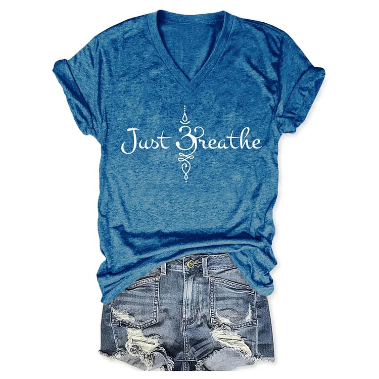 VChics Women's Just Breathe Print T-shirt