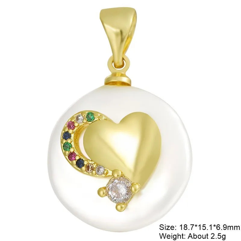 1 Piece 15.3*19.2mm Copper Zircon Heart Shape Eye Crab Pendant Jewelry Accessories