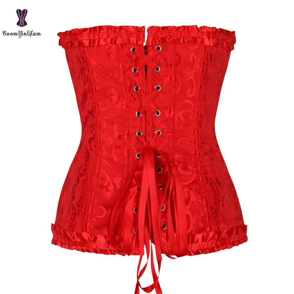 7 Colors Can Be Chosen Women Body Shaper Size XS To 6XL Vintage Pleated Corset Bustier With G String 810#