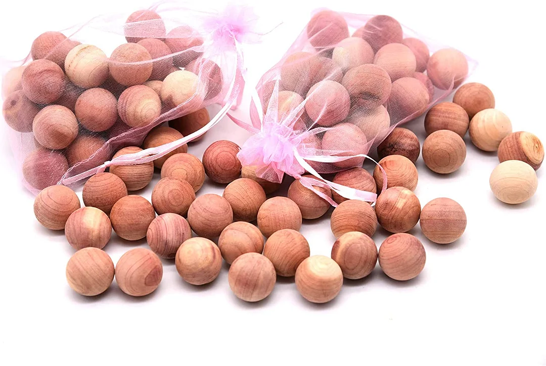 100PCS Cedar Balls for Clothes Moths Repellent, Closets and Drawers  Accessories, Shoes Stinky Remover