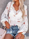 Floral-Print Long Sleeves Casul Blouses Shirt Tops
