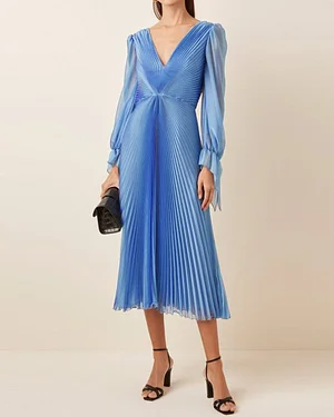 ladies pleated midi dress
