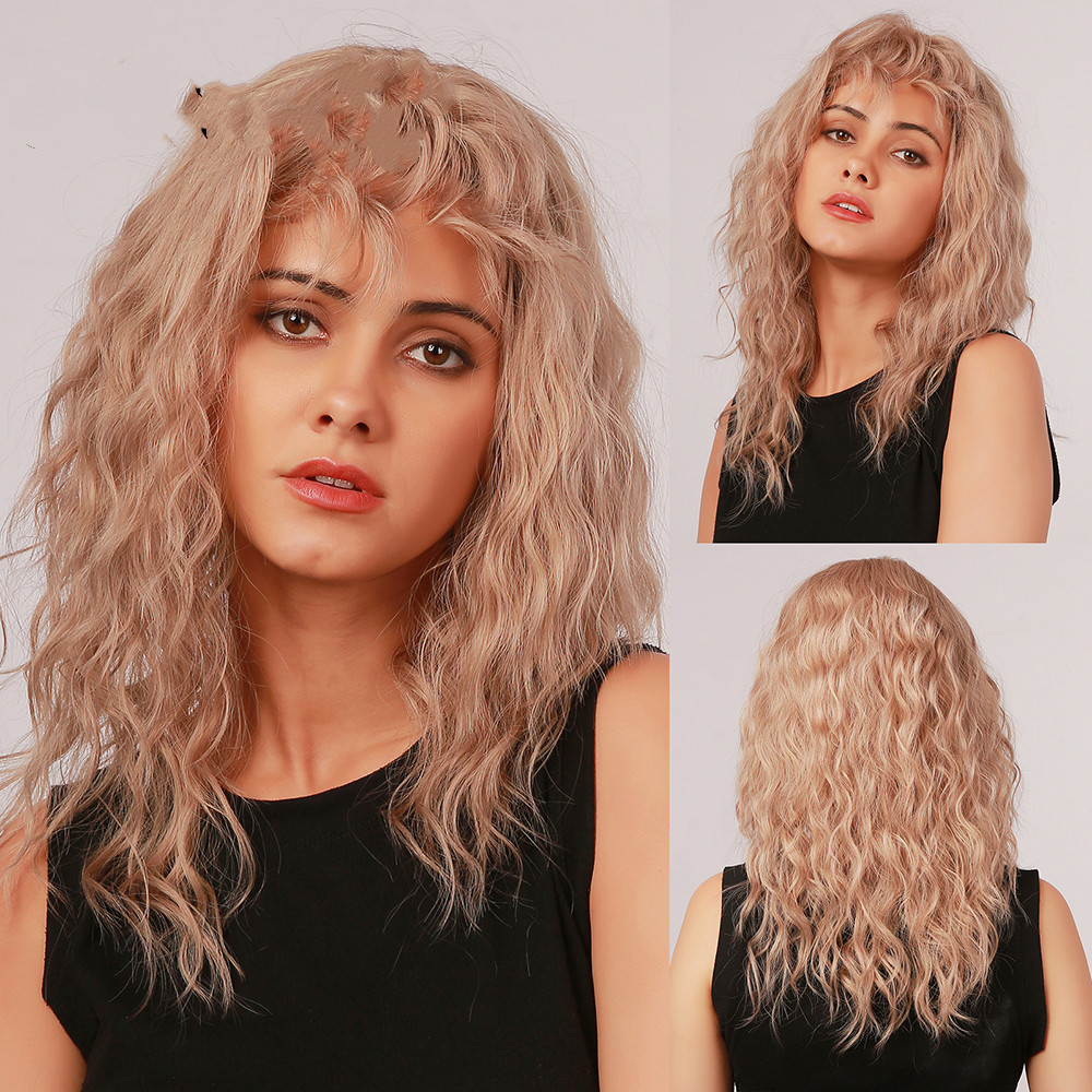 Mature Women Long Curly Wave Synthetic Wigs