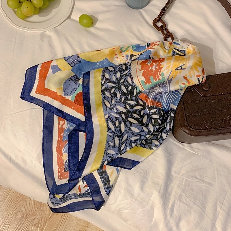 Women’s Retro French Style Polka Dots Cashew Nuts Satin Silk Scarf