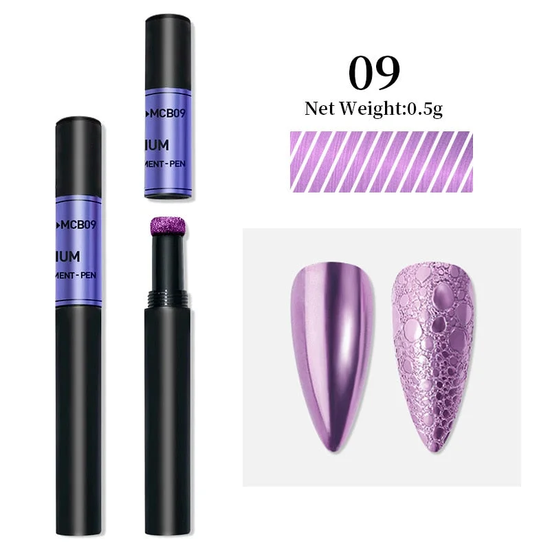 Nail Art Glitter Solid Mirror Powder Air Cushion Magic Pen Effect Chrome Pigment For Decorations UV Gel Polish Dust Accessories-Nail Inspo