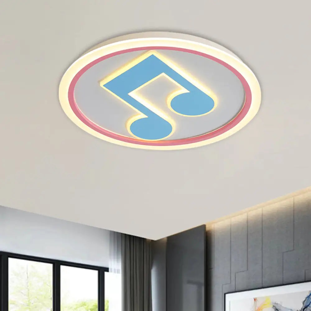Modern Led Acrylic Flush Light - Blue Music Note Shaped Ceiling Lamp In White/Warm / Warm B